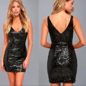Lulu's Black Sequin Mini Dress